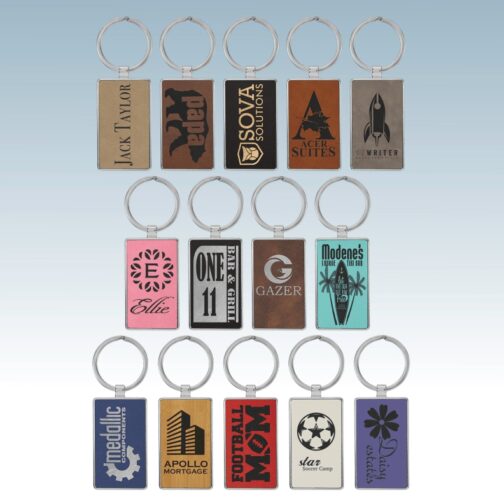 Leatherette/Metal Rectangle Keychain - Image 2