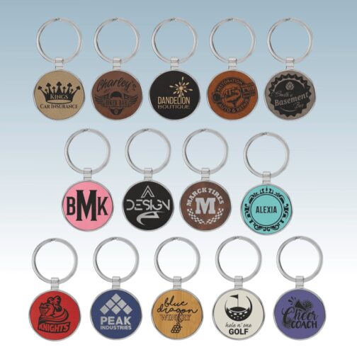 Leatherette/Metal Round Keychain - Image 2