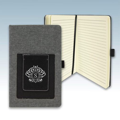 Leatherette Canvas Journals with Phone Pouch - Image 3