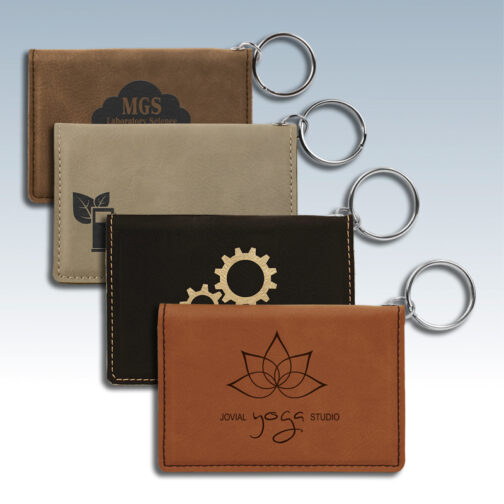 Leatherette ID Holder Keychains - Image 3