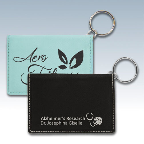 Leatherette ID Holder Keychains - Image 4