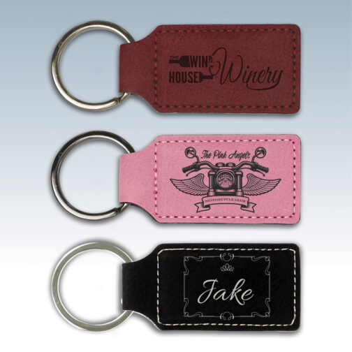 Leatherette Rectangle Keychains - Image 3