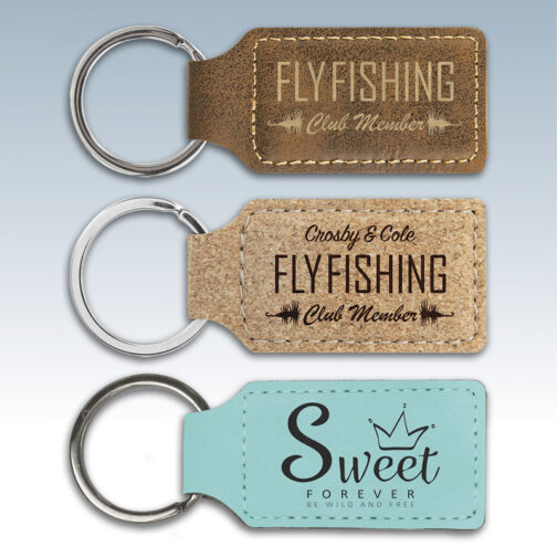 Leatherette Rectangle Keychains - Image 4