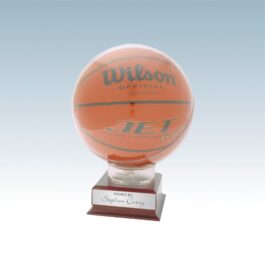All Star Basketball Holder on Small Cherry Finish Base