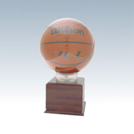 All Star Basketball Holder on Large Cherry Finish Base