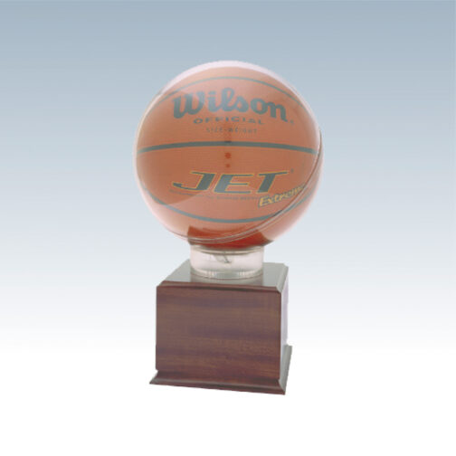 All Star Basketball Holder on Large Cherry Finish Base