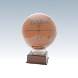 All Star Basketball Holder on Small Cherry Finish Base