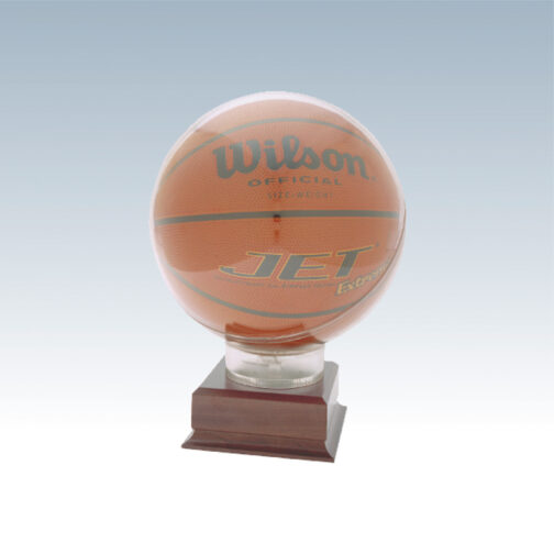 All Star Basketball Holder on Small Cherry Finish Base
