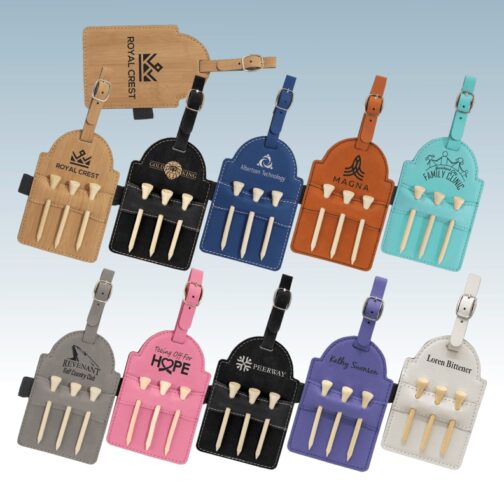 Leatherette Golf Bag Tags with Tees - Image 2