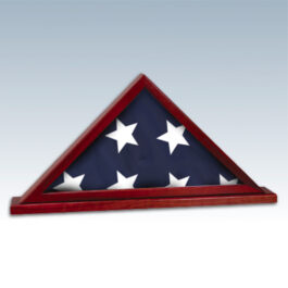 Rosewood Finish Flag Display Case with Base Attached