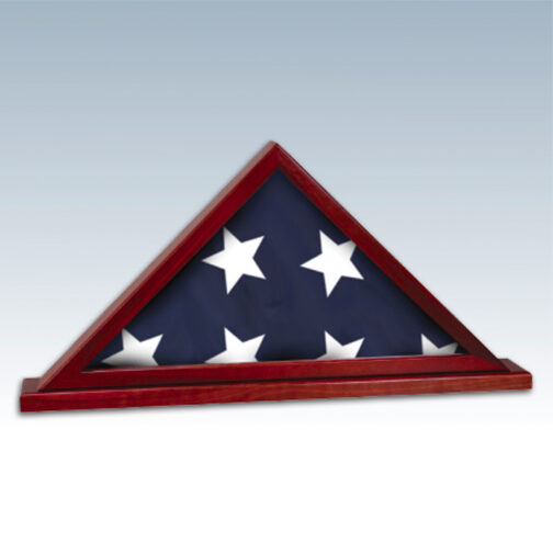 Rosewood Finish Flag Display Case with Base Attached