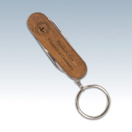 Wooden 3-Function Pocket Knife with Keychains