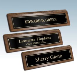 Walnut Desk Wedge with Engraved Name Plate
