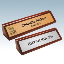 Rosewood Desk Wedge with Printed Name Plate