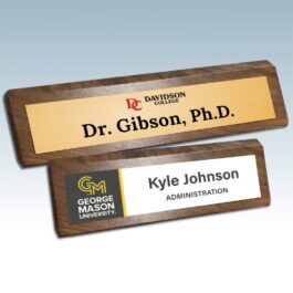 Walnut Desk Wedge with Printed Name Plate